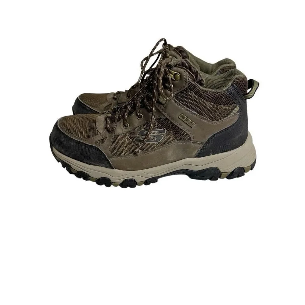 Skechers brown lace up waterproof ankle hiking boots size 9.5 wide width